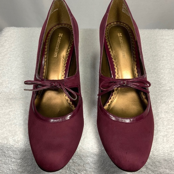 Naturalizer Suede Mary Jane Maroon Heels - SZ 9 - Picture 1 of 13